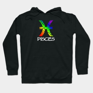 Pisces Zodiac Symbol in Rainbow Color Hoodie